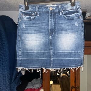 Almost Famous Distressed Blue Denim Mini Skirt